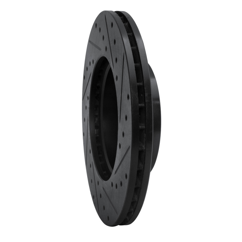 Volkswagen EuroVan Brake Rotor (1) - Front Left - R1 Concepts - Drilled & Slotted - Black - `96-`00